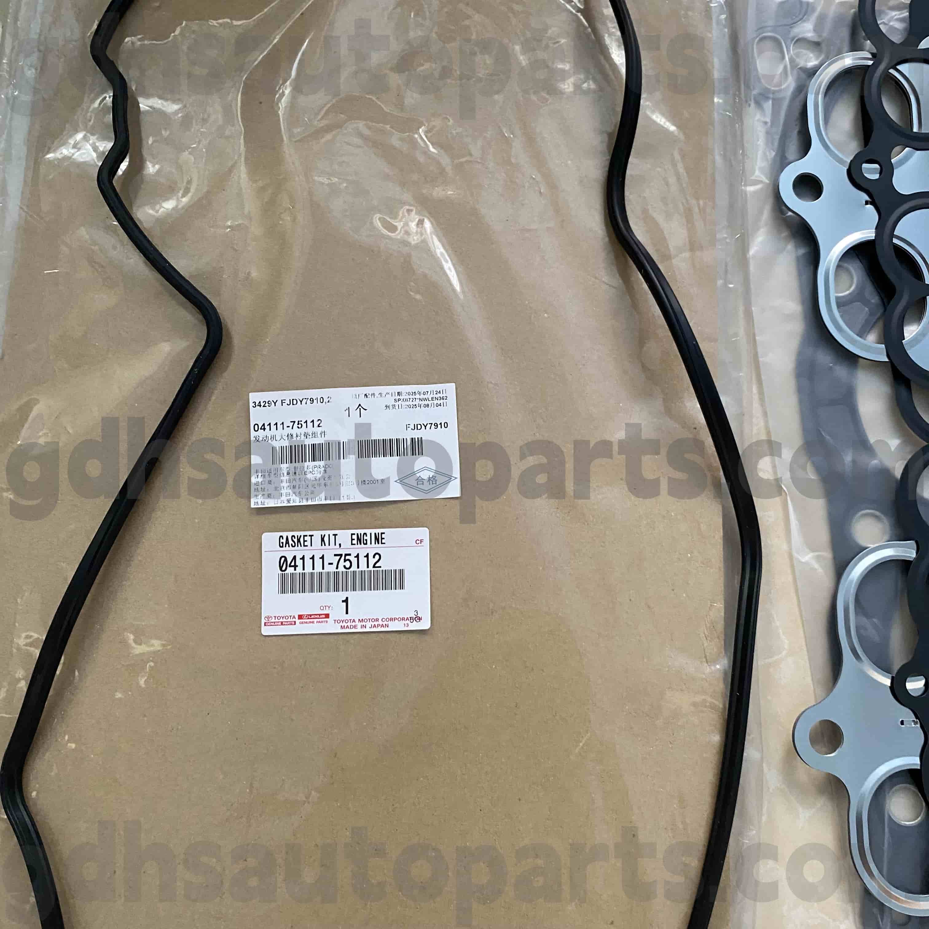 04111-75112 TOYOTA Ægte dele Motoroverhaling Kit til Dyna200, Land Cruiser Prado