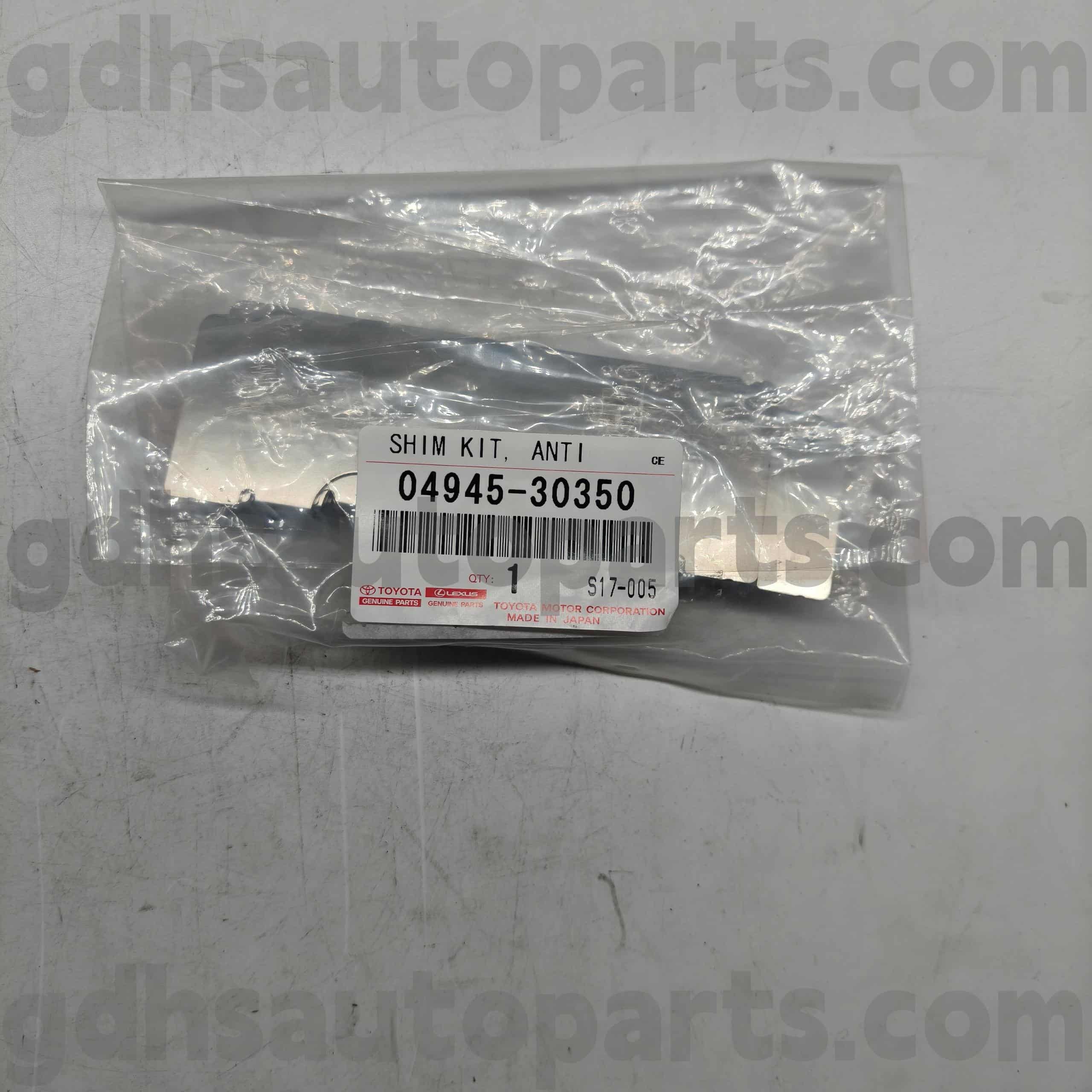 04945-30350 TOYOTA Ægte dele Bremselydisoleringspuder til Lexus IS250/350, RC350300H/200T, GS-serie Chassis nr. GSE22 GRS190 G.